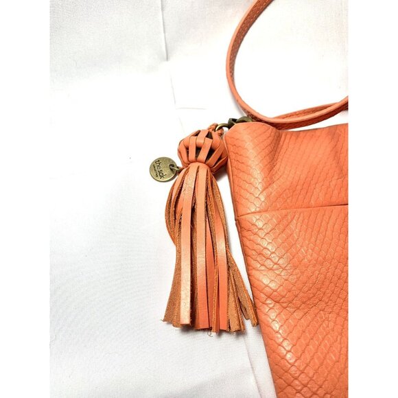 THE SAK Coral Pink Leather Snake Print Messenger Shoulder Bag Magnetic Closure - Picture 2 of 12